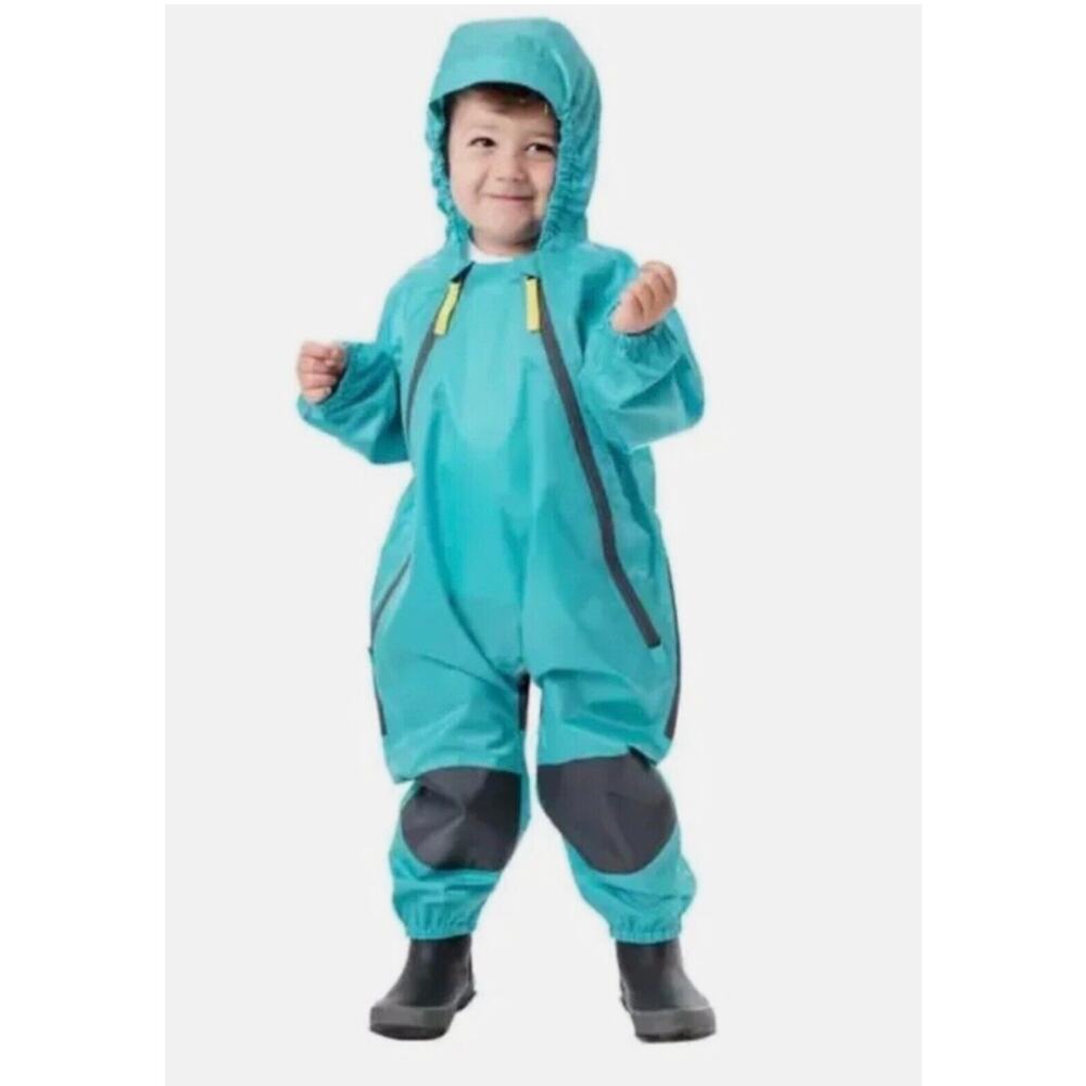 Karbon Kids 18M Waterproof Rain Suit Teal One Piece Hooded Mud Suit Outdoor Play